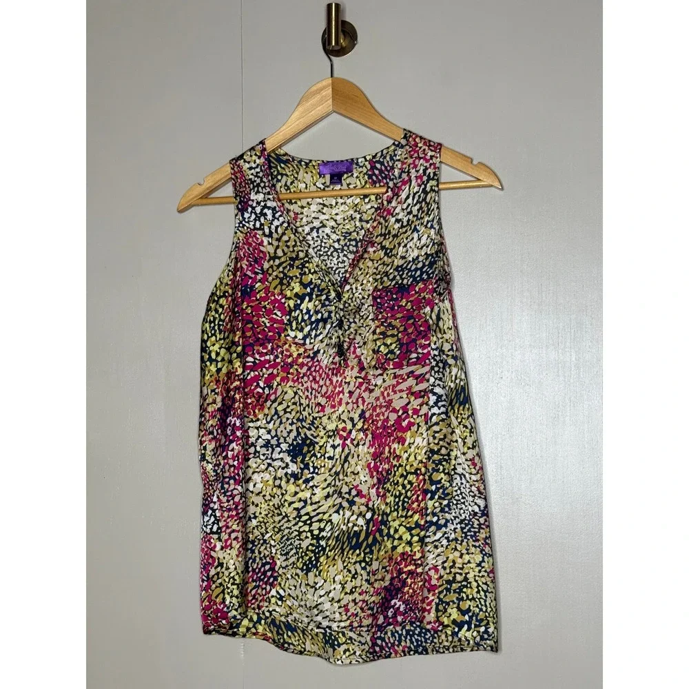 Hale Bob Abstract Print Sleeveless Blouse Top Medium‎ Boho Colorful